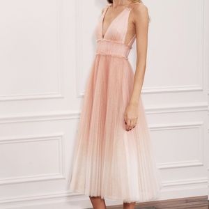 Marchesa Notte Ombre Pleated Tulle Tea Length